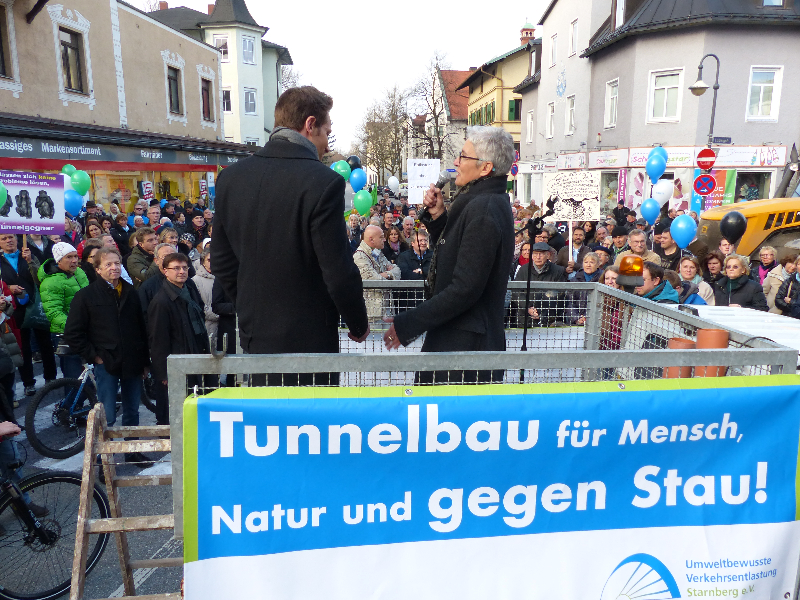 Demo in Starnberg im Kommunalwahlkampf 2015 mit dem Grünen Fraktionsvorsitzenden im Bayer. Landtag, Ludwig Hartmann